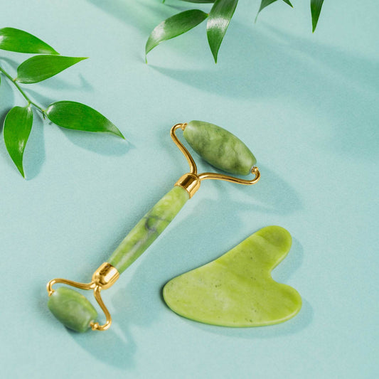 Jade Roller And Gua Sha Set For Glowing Skin - Amora Essentials