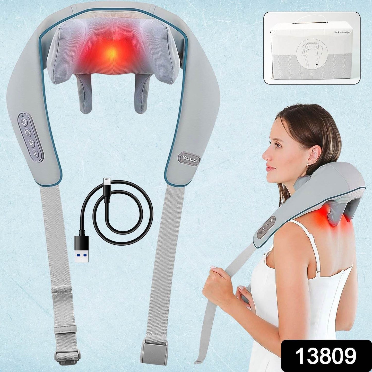 Neck Shoulder Massagers With Heat Electric Rechargeable (1 Pc) - Amora Essentials