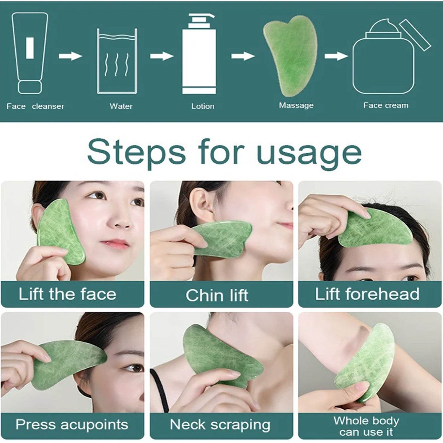 Jade Roller And Gua Sha Set For Glowing Skin - Amora Essentials