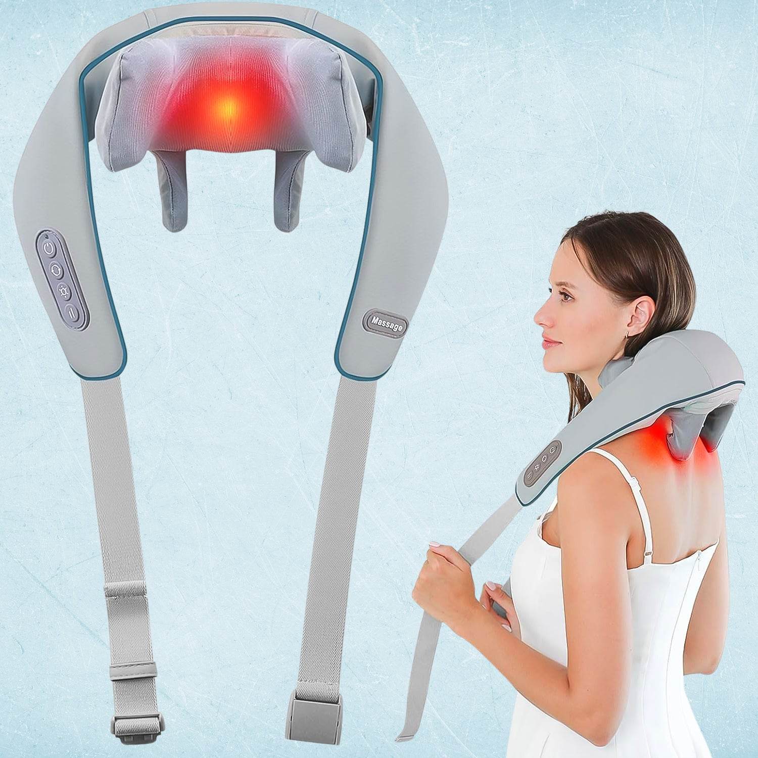 Neck Shoulder Massagers With Heat Electric Rechargeable (1 Pc) - Amora Essentials