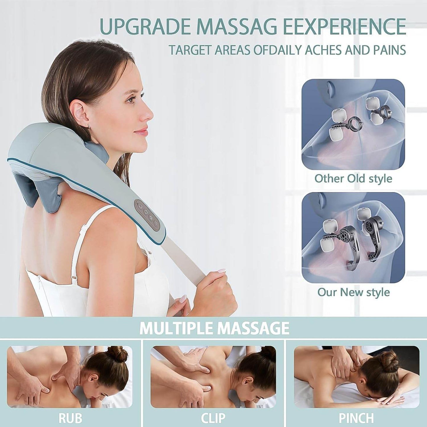 Neck Shoulder Massagers With Heat Electric Rechargeable (1 Pc) - Amora Essentials